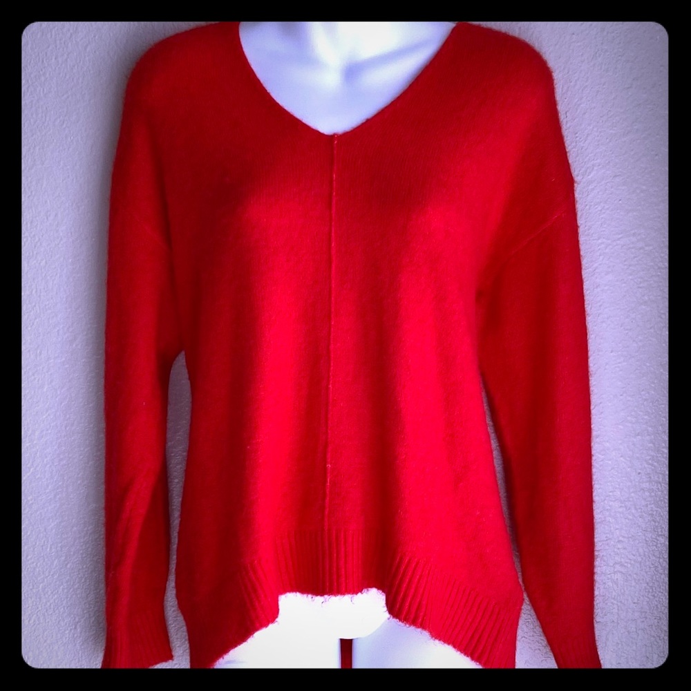 H&M oversized red v neck sweater size xs